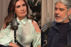 Fátima Bernardes e William Bonner no Cá Entre Nós, programa da jornalista no YouTube (Reprodução/Youtube)
