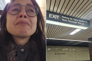 Brasileira Priscilla Costa denunciou que foi assediada dentro de banheiro feminino em estação de metrô no Canadá — Foto: Montagem/g1