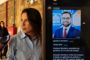 Governadora Raquel Lyra (PSD) falou sobre suposto monitoramento ilegal do chefe de Articulação Política e Social do Recife, Gustavo Queiroz Monteiro — Foto: Montagem/G1